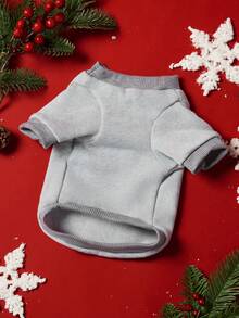 PETSIN 1 Buah Selimut Natal untuk Hewan Peliharaan Kucing dan Anjing, Motif Natal Leopard Universal, Huruf Inggris Tercetak, Bahan Bulu Abu-abu Hangat dan Nyaman untuk Anjing Natal. - Grey - View 7