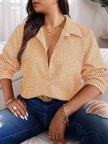 Calvaya Random Print Plus Size Casual Shirt, Minimalist & Fashionable For Daily Wear - Yellow - View 1