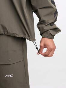 字母印花立领口袋拉链长袖夹克 - 綠色 - 查看 3