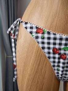 Bellisia 樱桃格子比基尼套装 露背款，夏季