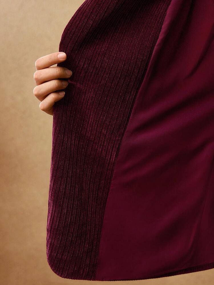 CHRISTMAS PLUS SIZE CORDUROY LAPEL BLAZER , AUTUMN/WINTER