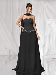 Coutiva Vestido de noite luxuoso, vestido formal de alta qualidade, estilo feminino elegante e sofisticado