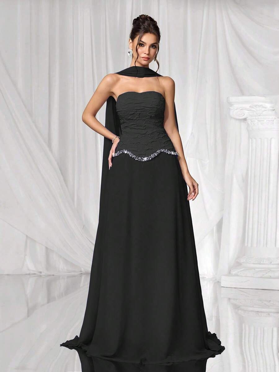 Coutiva Vestido de noite luxuoso, vestido formal de alta qualidade, estilo feminino elegante e sofisticado