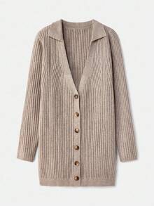 lacRébo Cosy Oversized V Neck Rib Knit Cardigan With Button Front Office Outfits Fall Women Clothes Autumn Winter