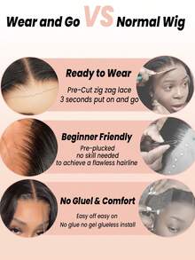 渐变棕色可戴 7x5 预切蕾丝无胶缅甸卷发蕾丝闭合假发预拔发际线皮肤融化透明蕾丝戴上即走假发 - SNatural/4 - 查看 5