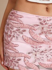 Glamine Vitamin Colors SummerHoliday  Slit Strap Beaded Pink Women Skirt