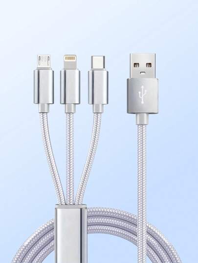 2PCS 3-IN-1 Fast Cables, Compatible With IPhone, Type-C Phones, Android Phones. Nylon Braided USB Charging Cable, Universal Fast Charge USB To Lightning/Type-C/Micro USB Connector Cord, Data Transmission Compatible With IPhone, Compatible With Samsung, Fast Charging Usb Data Cable Usb Fast Multiple Charging Cable Colorful Type C Micro Charger Cable MFi Certified