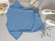 INAWLY Comfortable Colorful Aunt T-Shirt, Cute Aunt T-Shirt, New Aunt Gift, Pregnancy Announcement, Gift For Aunt, Reveal Pregnancy To Aunt, Aunt T-Shirt For Women - Blue - View 2