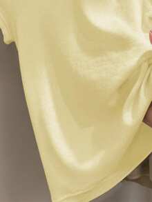 INAWLY Women's Casual Knight Print Short Sleeve T-Shirt, Summer - Yellow - View 3