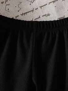 SHEIN 女婴冬季服装 女婴套装 2件套 女婴秋冬针织长袖蓝色休闲毛衣+黑色喇叭裤套装 - 彩色 - 查看 8