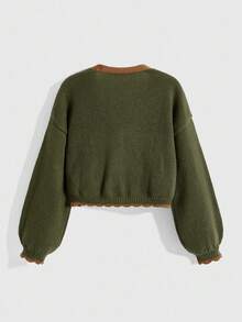 ROMWE Women's Fairycore V-Neck Eye & Palm Embroidery Cardigan Sweater - Multicolor - View 2