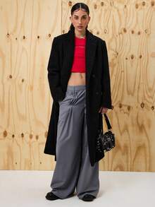 COUREZ Oversized Double Breasted Overcoat /Y2K Spring Going Out Spring Elegant - Black - View 2