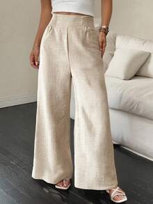 Siren Gaze Pantalones de verano para mujer con cintura con cordón, rectos y holgados en estilo casual