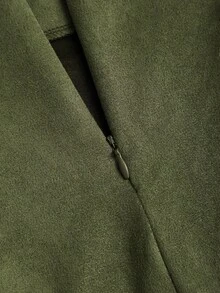 Sweetra 复古意式美拉德色百褶修身裙，秋冬性感撩人 - 綠色 - 查看 6