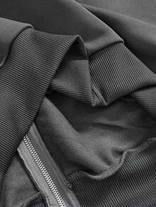 ROMWE Áo khoác nỉ trùm đầu thời trang đường phố đính đá nhiều màu cỡ lớn phong cách Goth Punk Y2K, áo khoác nỉ trùm đầu dài tay màu xám cỡ lớn dành cho nữ vào mùa thu/đông - Màu xám đen - Xem 5