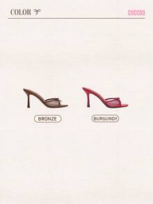 CUCCOO CHICEST Brown PU Women's Round Toe High Heel Mule Sandals Spring Shoes Spring Break Easter Prom Heels For Christmas - Bronze - View 14