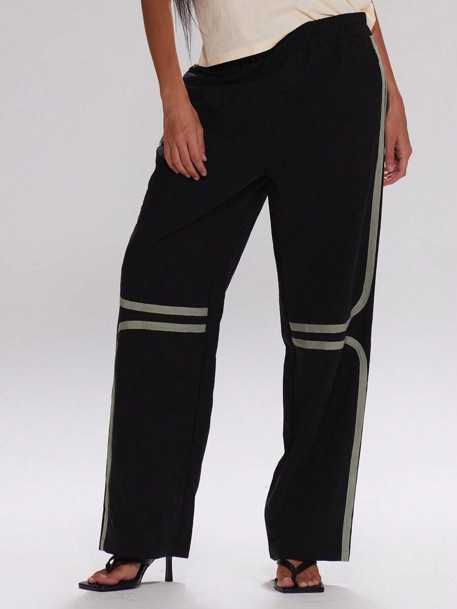 MUSERA بنطلون ذو ساق واسعة مع تشطيب مخطط، جميل للخريف والعودة إلى المدرسة، ملابس كاجوال وريفية وعملية للعمل والحفلات في عيد الميلاد ورأس السنة