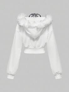 ROMWE Grunge Punk 十字架吊坠和朋克骷髅印花二合一豹纹拼接修身女式卫衣 - 白色 - 查看 2