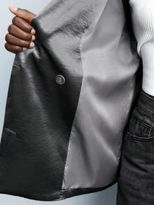 Maija Blazer croisé élégant de couleur unie pour femme - Gris foncé - Voir 11