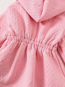 Cozy Pixies Little Girls Dusty Pink Quilted Long Sleeve Hooded Coat With Zipper And Flared Hem Warm Polyester Outerwear For Baby Girls Fall Winter