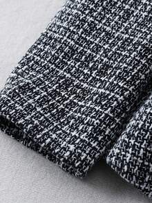 GlowEve CURVE Women's Elegant Lace Trim Shawl Neck Single Button Long Sleeve Jacket + Loose Fit Pants 2 Pieces Set, Plus Size, Autumn/Winter - Black - View 3