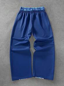 PAVTROS Quần nỉ nam dáng rộng, dây rút, thích hợp mặc hàng ngày, quần thể thao nam, quần nỉ màu xanh, quần thể thao nam, quần dạo phố nam, quần hip hop - Màu xanh hải quân - Xem 2