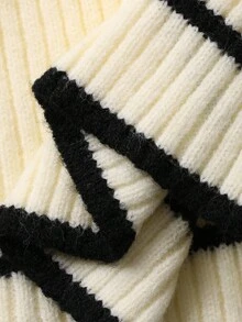 Livesso 女士V领宽松毛衣和阔腿裤两件套，秋季 - 米色 - 查看 7