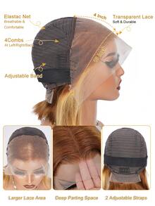 4/27 蜜金色渐变挑染 13x4 透明蕾丝前部鲍勃假发 100% 真人发质 180% 密度直发 预拔婴儿发 安装自然发际线 适合女性 - 上午 9 点发型 运动 度假 旅行 节日 舞会 户外 角色扮演 校园 学校 海滩 婚礼 露营 假日装扮 夏季装扮 度假氛围 魅力 优雅休闲 Y2k 时尚风格 SS25 透气帽 加热可调节肩带 - S4/27 - 查看 6