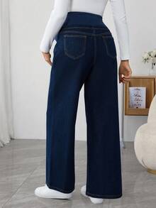 SHEIN Adjustable Waist Loose Maternity Jeans, Casual For Autumn