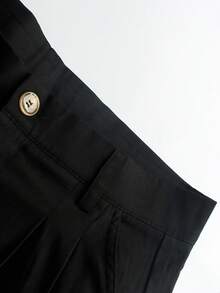 Manfinity Homme Men's Casual Solid Color Cargo Pants, Fall - Black - View 3