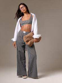 AiiRZ Cotton Striped Scoop Neck Crop Top - Multicolor - View 3