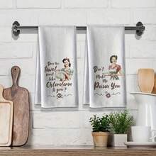 1/2/4pcs SetSuper Soft Microfiber Kitchen Towels, Fun Kitchen Towels, Highly Absorbent Dish Cloths, Perfect Gifts For New Homeowners And Housewarming Parties, Kitchen Dish Towels And Dish Cloths, Exquisite Retro Creative Cartoon Design - Multicolor - View 2