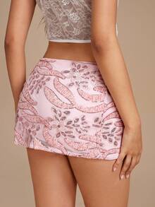 Glamine Vitamin Colors SummerHoliday  Slit Strap Beaded Pink Women Skirt