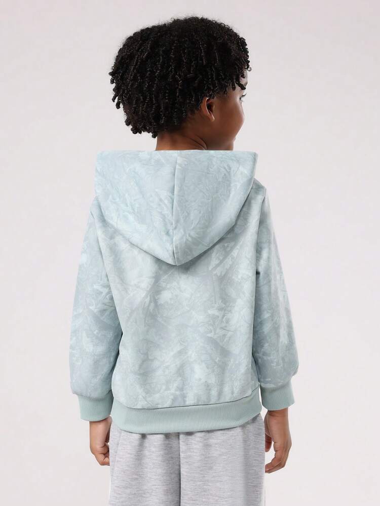 Marble Pattern Hoodie With Centre Pocket