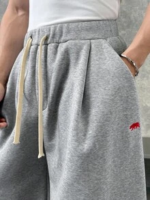 SWAVVY 男士休闲宽松抽绳腰运动裤，灰色 - 灰色 - 查看 4