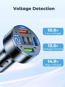 100W 3USB 2Type-C Car Charger Fast Charging PD QC3.0 USB C Car Phone Charger Type C Adapter In Car Compatible With Iphone - Black - View 5