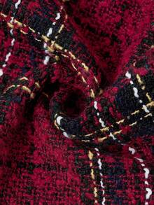 Ellevyn Women's Peter Pan Collar Cinched Waist Long Sleeve Metal Button Red Plaid Christmas Wool Tapered Pants, Elegant For Everyday Wear - Multicolor - View 15