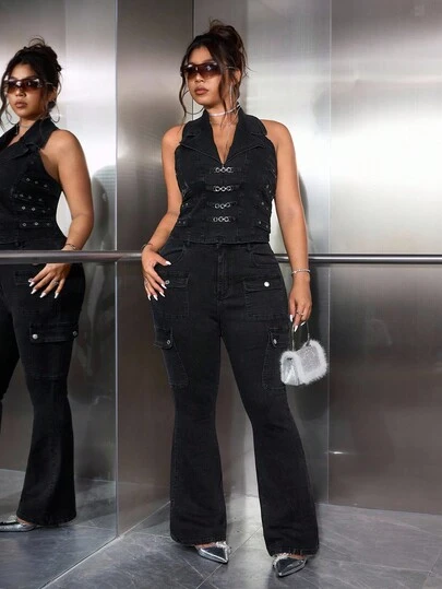 SHEIN ICON 大码女式休闲无袖西装上衣