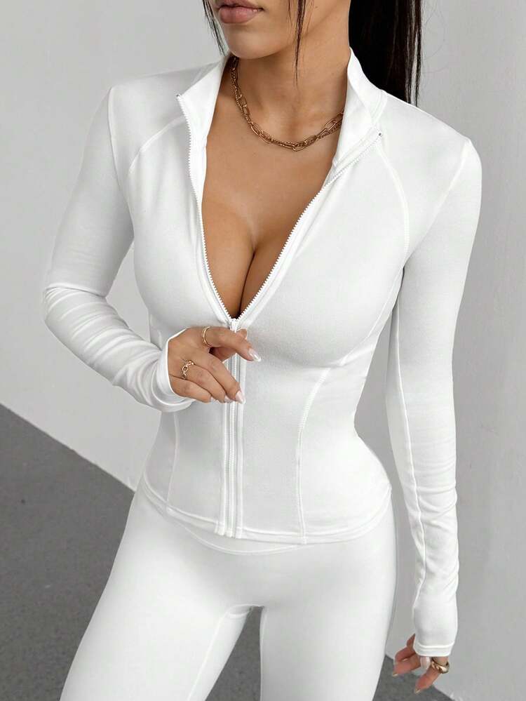 Women's Slim Fit Waist Drawstring Casual Sports Jacket