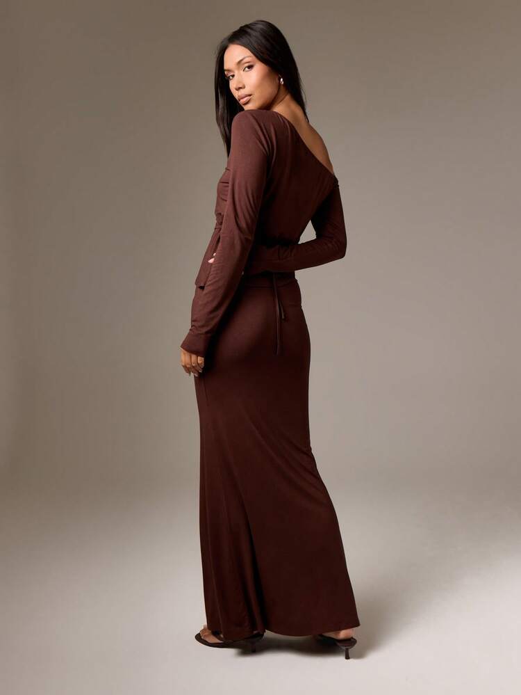 Off Shoulder Crop Top With Matching Maxi Skirt