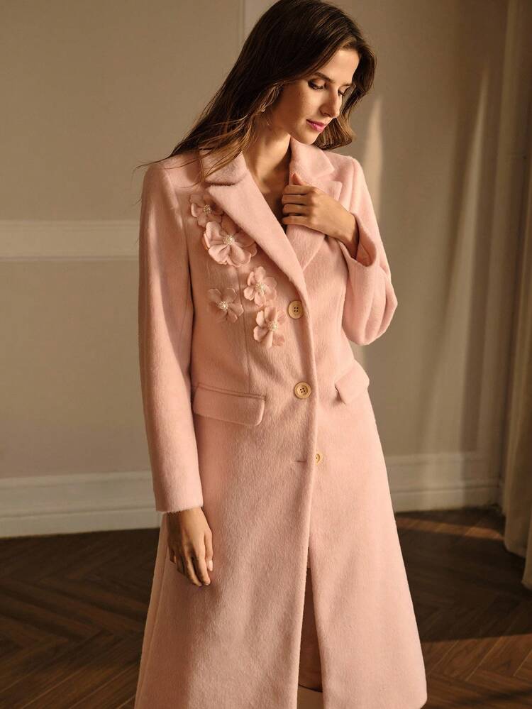 WOMEN'S ELEGANT STEREO FLORAL OVERCOAT, AUTUMN
