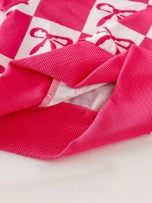 Sparklyn 2pcs/Set Girls' Casual Purple Bow Decor Cute Style Set Fall Winter - Hot Pink - View 8