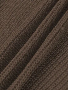 EMERY ROSE Plus Size Women Loose Casual Drop Shoulder Lantern Sleeve Knitted Cardigan, Black Jacquard Pattern, Mid-Length, Versatile Daily Wear - Mocha Brown - View 4