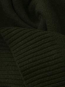 SHEIN LUNE CURVE 大码女式纯色圆领落肩长袖毛衣和阔腿裤休闲套装，秋冬 - 軍綠色 - 查看 6