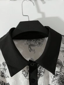 GlowEve CURVE Áo sơ mi dài tay ve áo họa tiết hoa cỡ lớn dành cho nữ - Nhiều màu - Xem 4