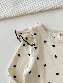 2 件套女婴心形图案针织柔软圆领长袖套头衫和松紧腰裤套装 - 彩色 - 查看 6