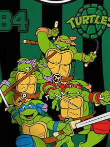 TEENAGE MUTANT NINJA TURTLES | SHEIN 男童夏季拼色条纹海龟印花圆领短袖T恤 - 白色 - 查看 4