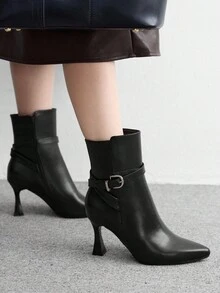 CUCCOO BIZCHIC 女士时尚百搭通勤高跟踝靴 - 黑色 - 查看 1