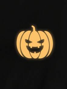 Glissea 女士万圣节南瓜夜光图案圆领T恤 - 黑色 - 查看 6