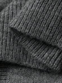 DAZY 女式休闲牛仔拼布落肩长袖开衫，秋冬 - 灰色 - 查看 7